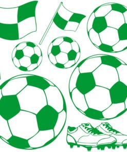Planche économique de stickers de ballons de football de drapeaux et de chaussure
