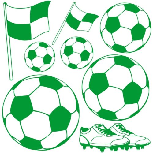 Planche économique de stickers de ballons de football de drapeaux et de chaussure