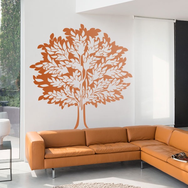 Sticker d'un grand arbre touffu style art oriental