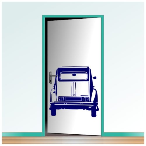 Sticker de la 2CV Charleston vue de l'arrière sticker spécial pour la décoration des portes