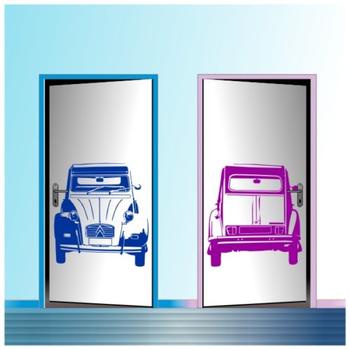 stickers de la 2CV Charleston avant et arrière sticker spécial décoration des portes