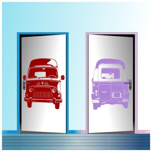 Stickers décoration de l'Estafette Renault vue avant et vue arrière