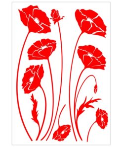 Planche économique de 8 stickers de coquelicots pour la décoration murale