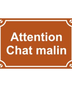 Sticker ou plaque de rue attention chat malin
