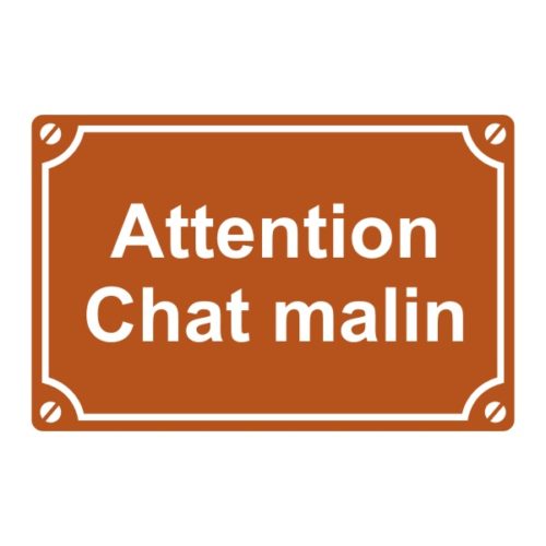 Sticker ou plaque de rue attention chat malin