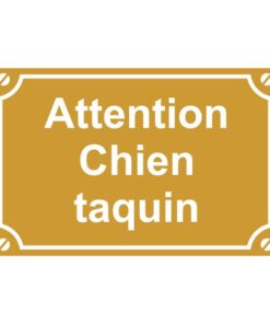 Sticker ou plaque de rue attention chien taquin