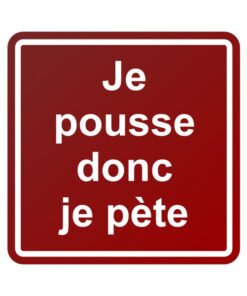 Sticker signalétique humour pour les toilettes et le WC, je pousse donc je pète