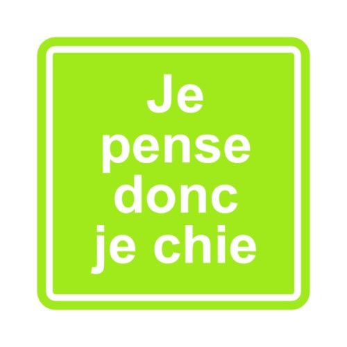 Sticker signalétique humour pour les toilettes et le WC, je pense donc je chie