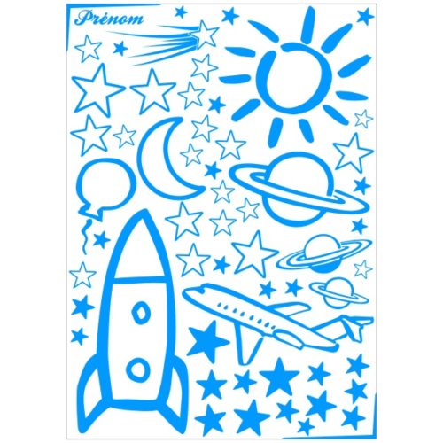 Sticker planètes étoile avion fusée décoration chambre enfant