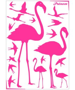 Stickers de flamants roses et oiseaux décoration enfants
