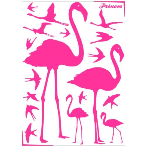 Stickers de flamants roses et oiseaux décoration enfants