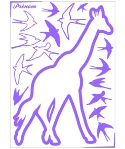 Stickers girafe et oiseaux décoration chambre enfant