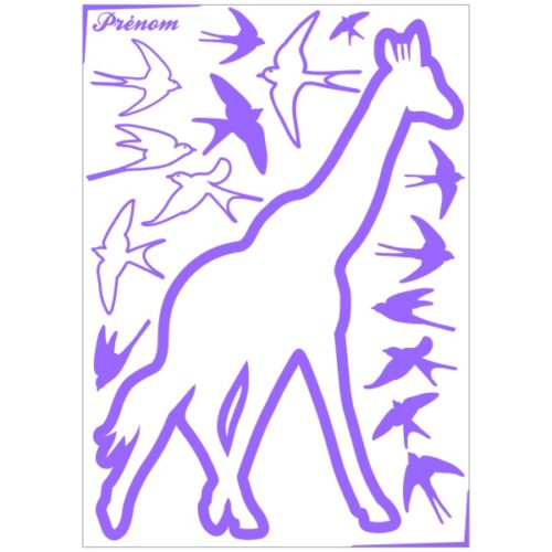 Stickers girafe et oiseaux décoration chambre enfant