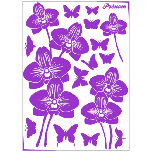 Stickers orchidées et papillons décoration enfant