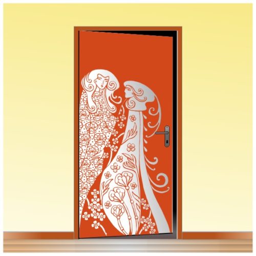 Sticker décoration de porte style arts décos