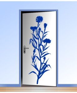 Grand sticker de fleurs bleuets pour la décoration des portes