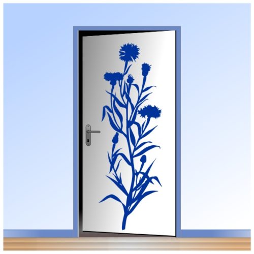 Grand sticker de fleurs bleuets pour la décoration des portes