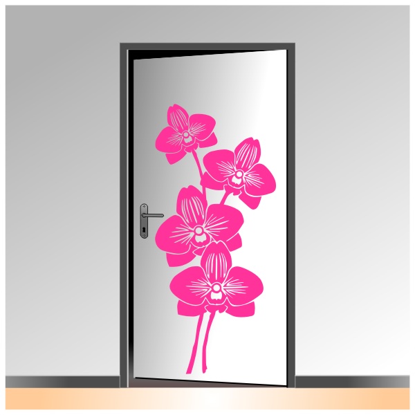 Sticker de fleurs d'orchidées la pour décoration de porte
