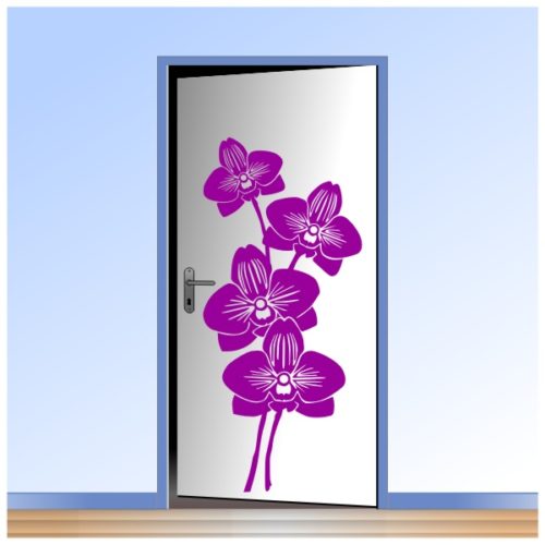 Sticker de grandes fleurs d'orchidées pour la décoration des portes