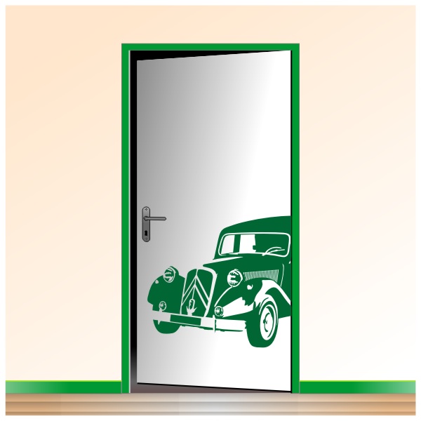 Sticker d'une Traction avant vintage pour la décoration des portes