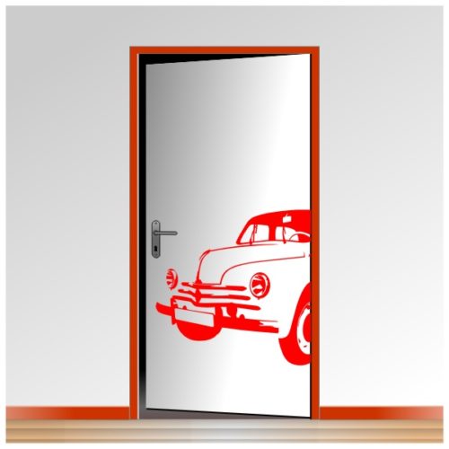 Sticker vintage de la Renault 4CV spécial pour la décoration des portes