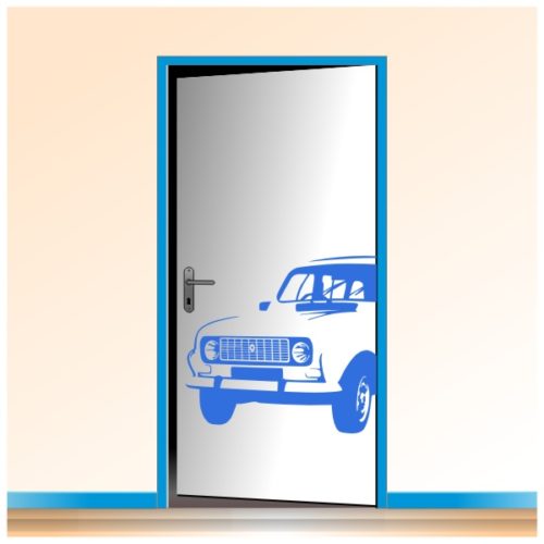 Sticker voiture vintage de la Renault 4L pour la déco des portes