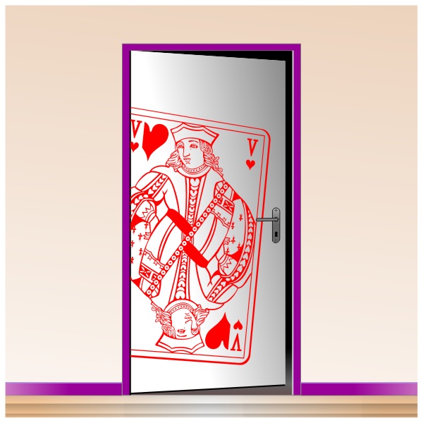 Grand sticker du valet de coeur pour la décoration des portes Grand sticker du valet de coeur stickers de cartes à jouer