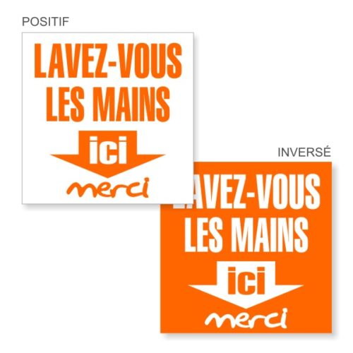 Signalétique covid 19 lavez-vous les mains ici