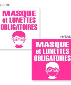 Signalétique covid 19 masque et lunettes obligatoires