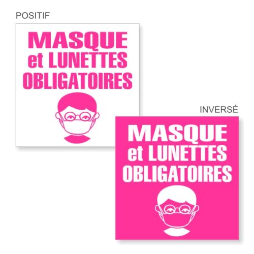 Signalétique covid 19 masque et lunettes obligatoires