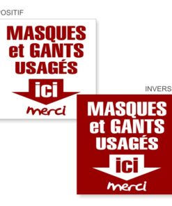 Sticker sécurité sanitaire poubelle pour masques et gants usagés