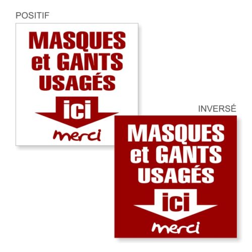 Sticker sécurité sanitaire poubelle pour masques et gants usagés