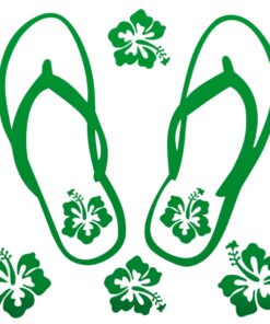 Sticker déco surf tongs et hibiscus