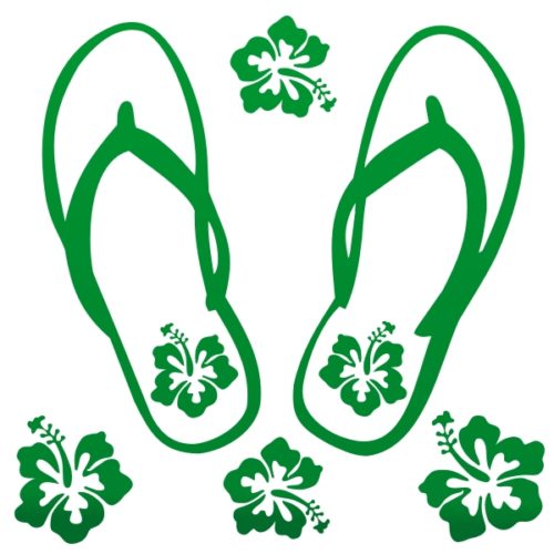 Sticker déco surf tongs et hibiscus