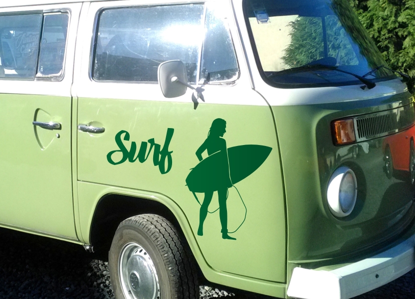 Stickers Surfeuse et palmiers pour déco