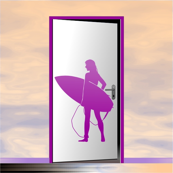 Sticker SURF surfeuse sur porte