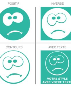 Smiley pas content, stickers smiley humour
