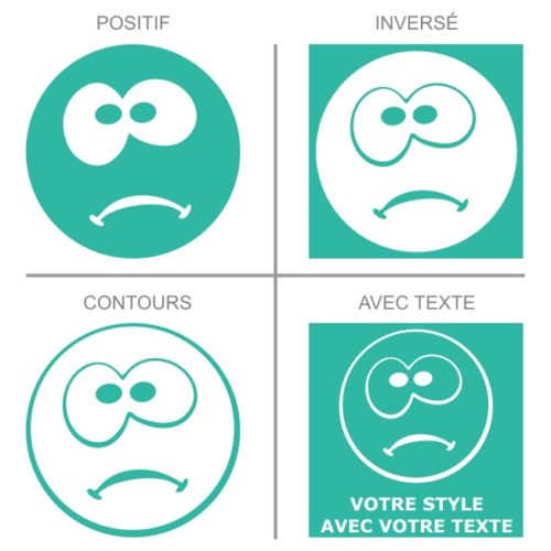 Smiley pas content, stickers smiley humour