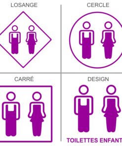 Sticker ou panneau Signalétique sanitaires - Toilettes enfants mixtes
